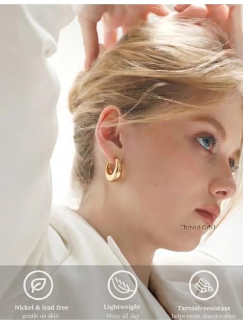 14K Gold Plated Lightweight Chunky Twisted Huggie Hoops Earrings Set Multipack